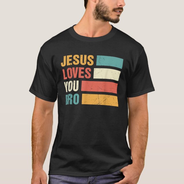 Jesus Kärlek Du Bro Retro Christian T Shirt (Framsida)