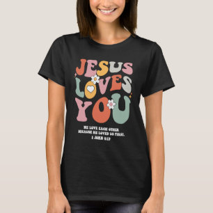 Jesus Kärlek Du Christian Bible Verse Retro Groovy T Shirt