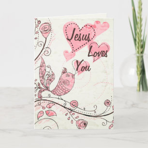 Jesus Kärlek Du Cute Bird Valentine Day Helgkort