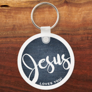 Jesus Kärlek Du Denim Circle Nyckelring