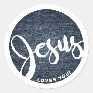 Jesus Kärlek Du Denim Runt Klistermärke