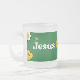 Jesus Kärlek Du Grönt Gult Smiley Cute Frostad Glasmugg