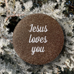 Jesus Kärlek Du personaliserar Faux Glitter Glam G Knapp