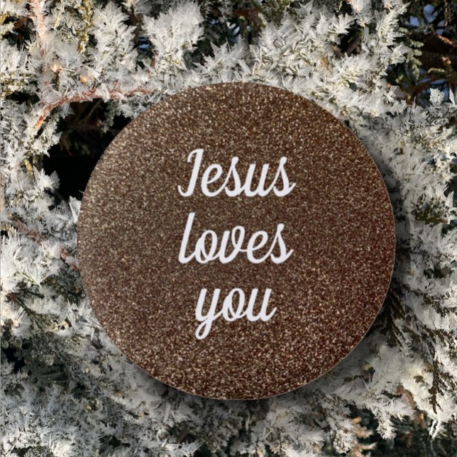 Jesus Kärlek Du personaliserar Faux Glitter Glam G Knapp (Stylish trendy button customized for you favorite quote.  Jesus loves you elegant chic Christian art)