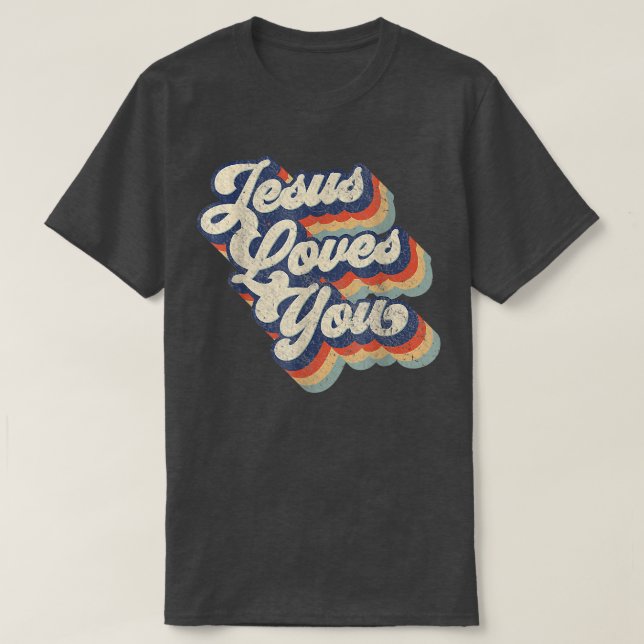 Jesus Kärlek Du Retro Vintage Stil T Shirt (Design framsida)