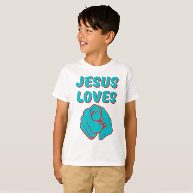 Jesus Kärlek du tror på en offertpojke. T Shirt (Hel framsida)