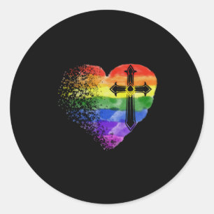 Jesus Kärlek   Heart LGBT Kärlek Jesus Runt Klistermärke