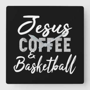 Jesus Kärlek Jesus kaffe och basket Fyrkantig Klocka