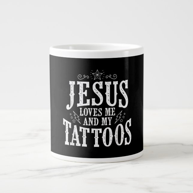 Jesus Kärlek | Jesus Kärlek och mina tatueringar Jumbo Mugg (Framsidan)