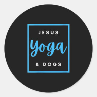 Jesus Kärlek | Jesus Yoga och Hund Christian Faith Runt Klistermärke