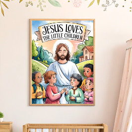 Jesus Kärlek Little Children Nursery Wall Art Poster
