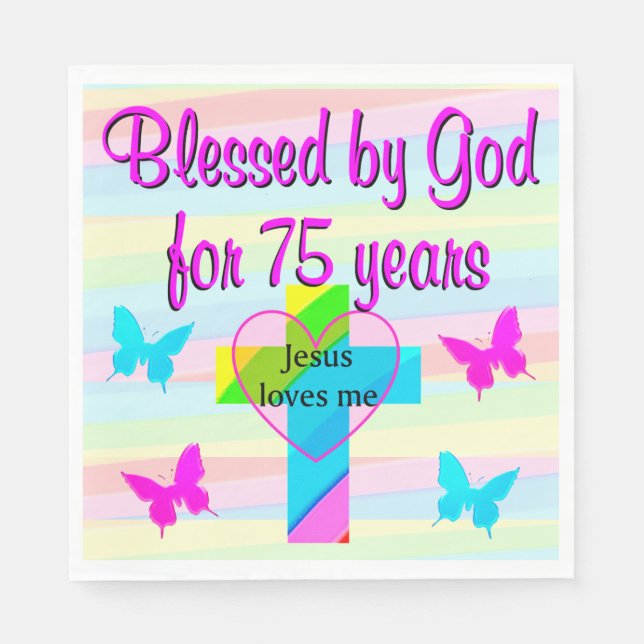 JESUS KÄRLEK ME 75:E BIRTHDAY PAPPRA NAPKINER PAPPERSSERVETT (Framsidan)