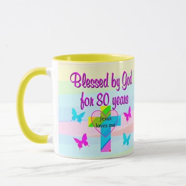 JESUS KÄRLEK ME 80 BIRTHDAY MUGG (Vänster)