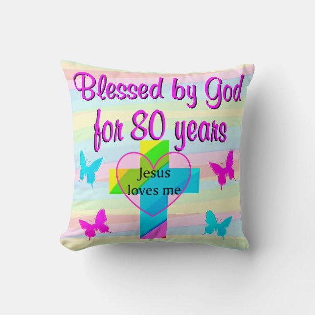 JESUS KÄRLEK ME 80 BIRTHDAY PILLOW KUDDE (Framsida)