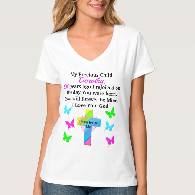 JESUS KÄRLEK ME 90:E BIRTHDAG-PERSONLIG T SHIRT (Framsida)
