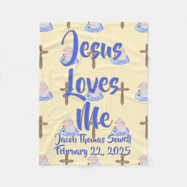 Jesus Kärlek Me Baby Blanket Fleecefilt (Framsidan)