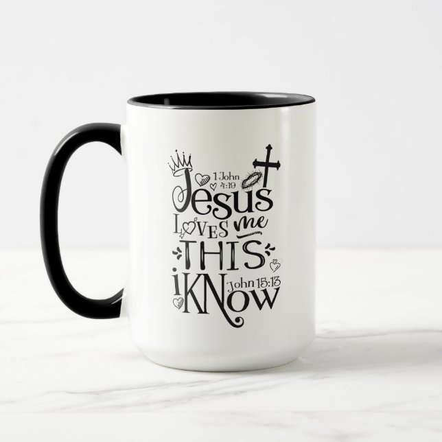 JESUS KÄRLEK ME Christian Faith Quote Black Combo Mugg (Vänster)