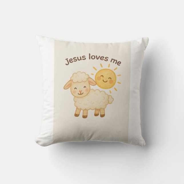 Jesus Kärlek Me - Cute Lamb och Sol Kudde (Framsida)
