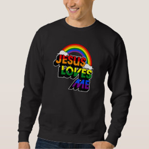 Jesus Kärlek Me Gay Rainbow Cute Christian Lgbtq P Lång Ärmad Tröja