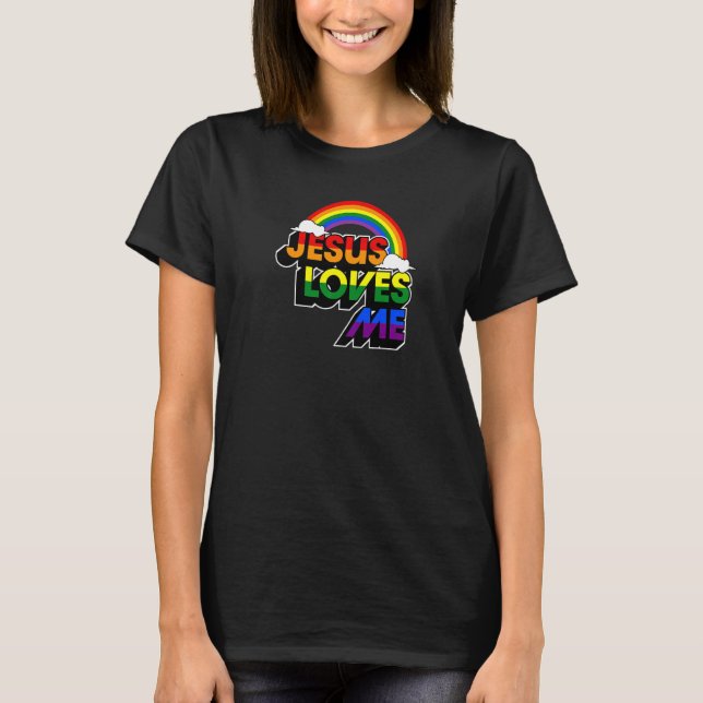 Jesus Kärlek Me Gay Rainbow Cute Christian Lgbtq P T Shirt (Framsida)