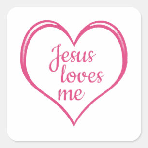 JESUS KÄRLEK ME in Heart Fyrkantigt Klistermärke