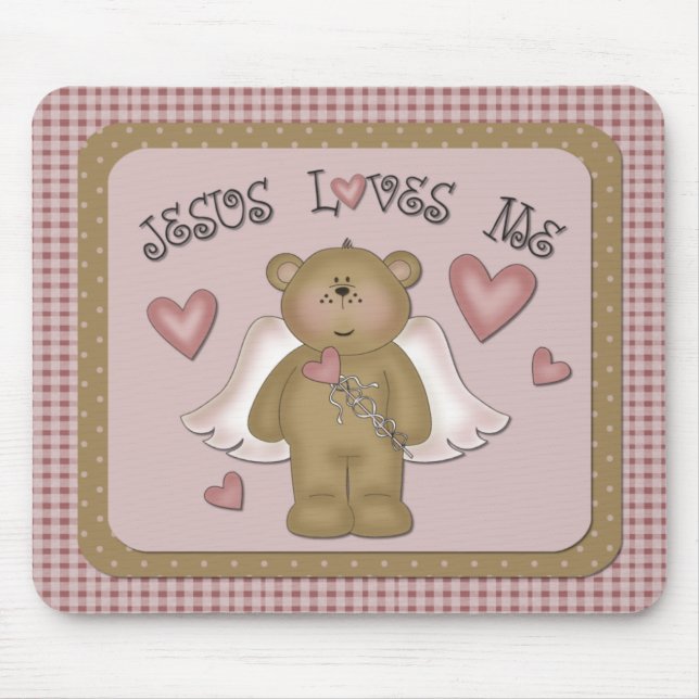 Jesus Kärlek Me Nalle Angel Mousepad Musmatta (Framsidan)