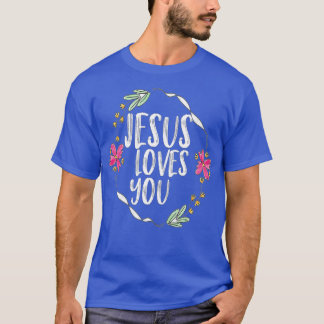 Jesus kärlek med rundblomman ram (1) t shirt