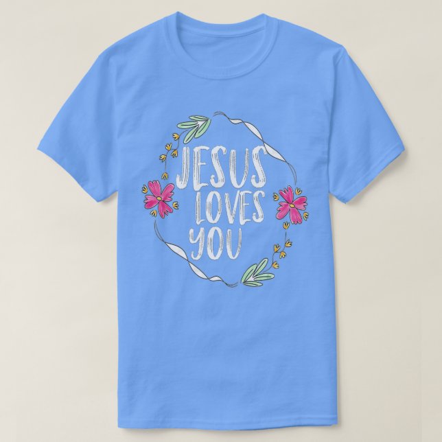 Jesus kärlek med rundblomman ram t shirt (Design framsida)