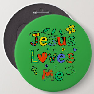 Jesus Kärlek MeI Doodles I KellyGrn I Colossal 6x6 Knapp