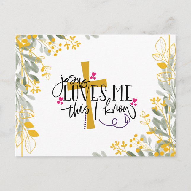 Jesus Kärlek mig det här jag känner, Kor och blomm Vykort (Framsida)