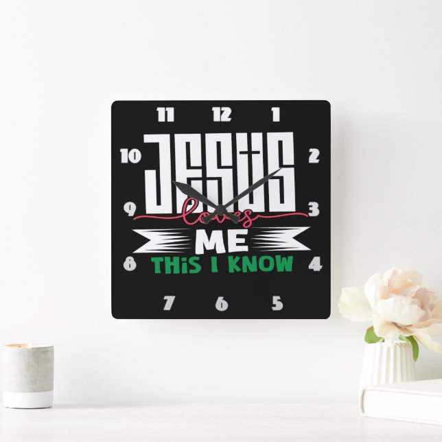 Jesus Kärlek mig det här vet jag Fyrkantig Klocka (Hem)