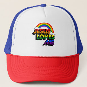 Jesus Kärlek mig Gay Rainbow Gay pride Flagga och Keps