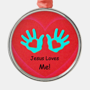 Jesus Kärlek mig! Julgransprydnad Metall