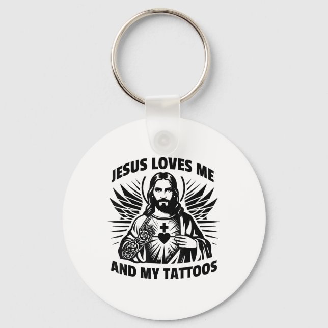 Jesus Kärlek mig och min tattoos... Nyckelring (Framsida)