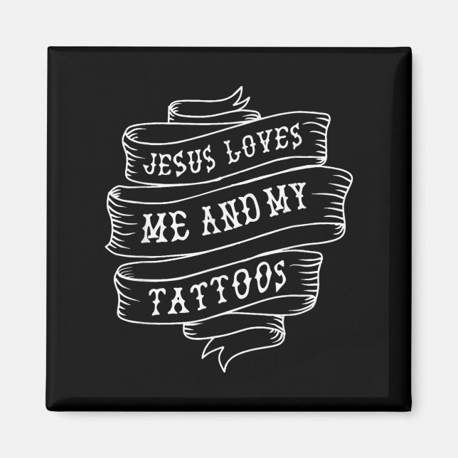Jesus Kärlek mig och min Tattoos underbara Christi Magnet (Framsidan)