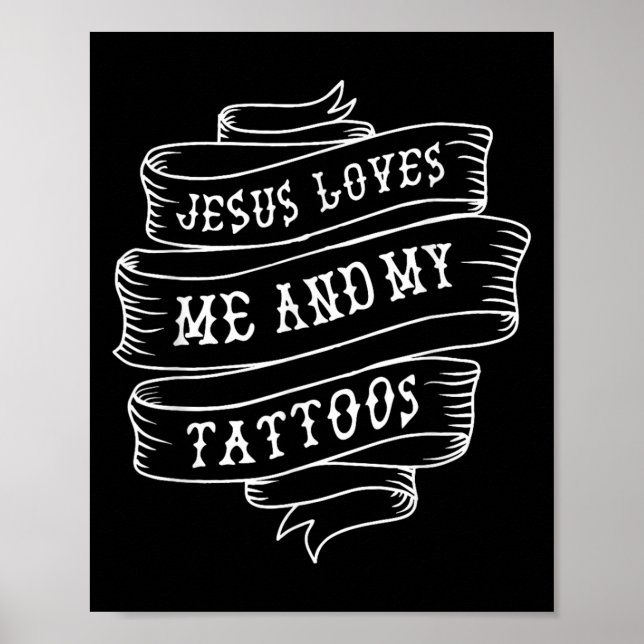 Jesus Kärlek mig och min Tattoos underbara Christi Poster (Framsidan)