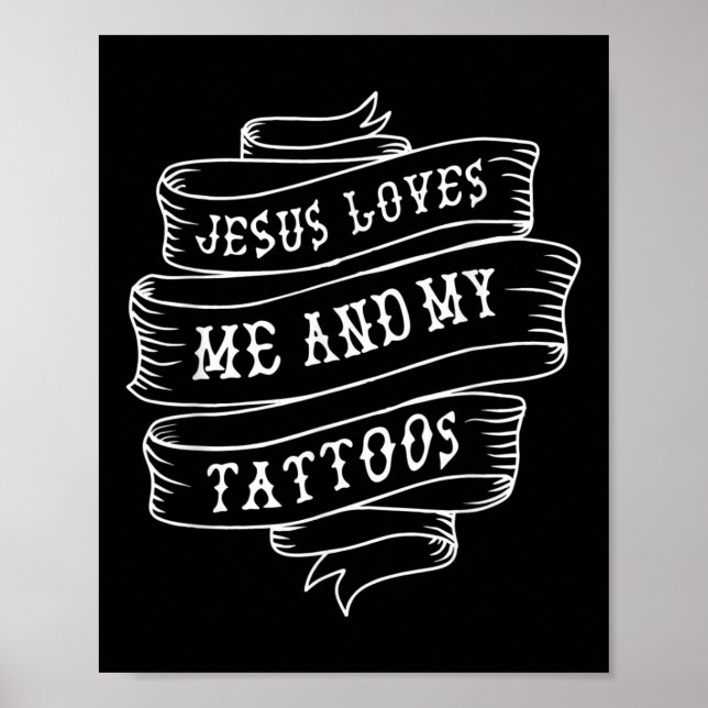 Jesus Kärlek mig och min Tattoos underbara Christi Poster (Framsidan)