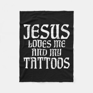 Jesus Kärlek mig och mina tattoos Bläck Tatto Älsk Fleecefilt