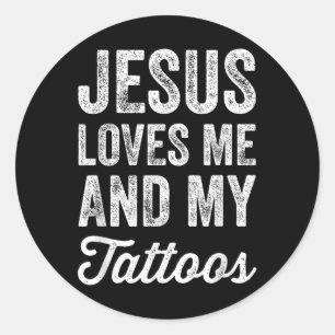 Jesus Kärlek mig och mina tattoos - Lusnyt Christi Runt Klistermärke