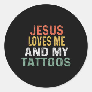 Jesus Kärlek mig och mina tattoos Retro Tatto Älsk Runt Klistermärke