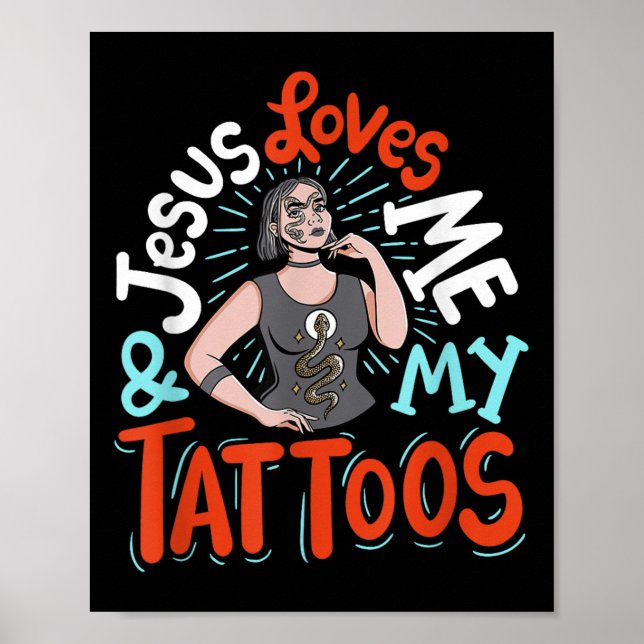 Jesus Kärlek mig och mina tatueringar Poster (Framsidan)