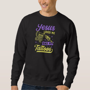 Jesus Kärlek mig och mina tatueringar var kristna Lång Ärmad Tröja