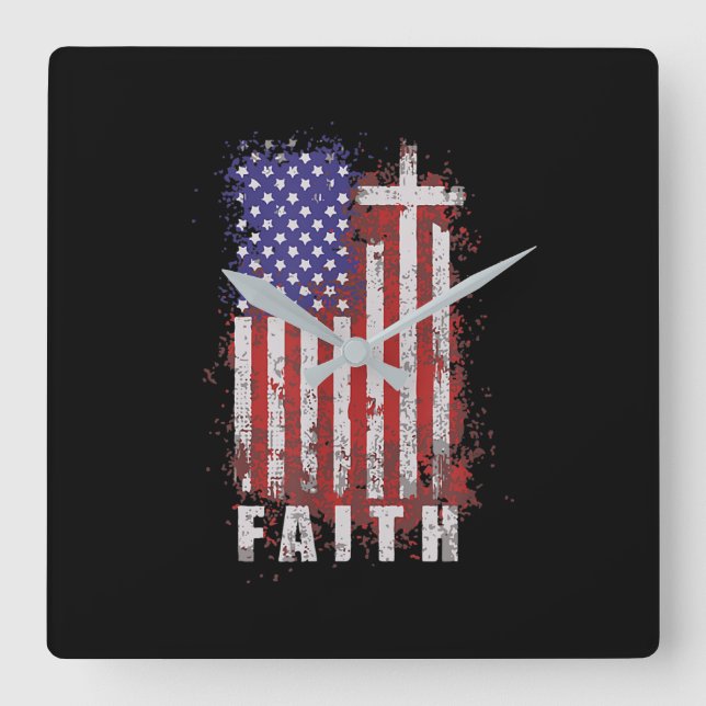 Jesus Kärlek | Patriotic Christian Faith Jesus USA Fyrkantig Klocka (Framsida)