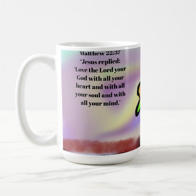 Jesus kärlek runt omkring  kaffemugg (Vänster)