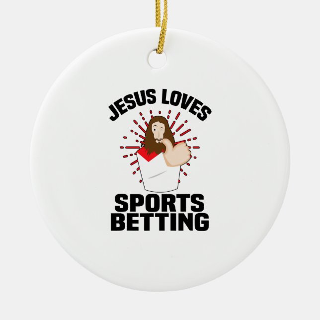 Jesus Kärlek Sports Betting Gambling Kristus Gift- Julgransprydnad Keramik (Framsidan)