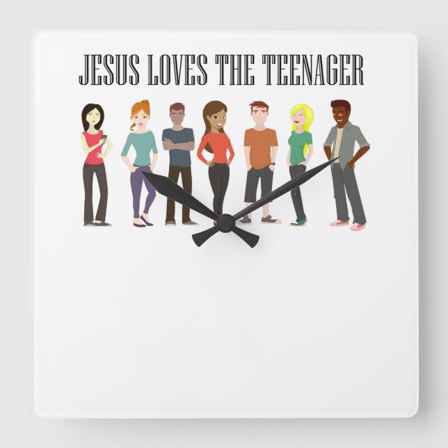 JESUS KÄRLEK TEENAGER CLOCK FYRKANTIG KLOCKA (Framsida)