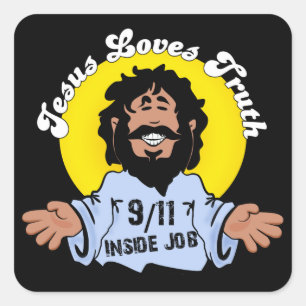 Jesus Kärlek Truth 9-11 Inside Job Fyrkantigt Klistermärke
