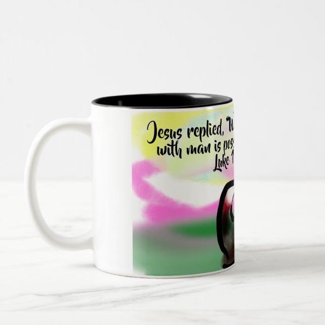 jesus kärlek  Två-Tonad mugg (Vänster)