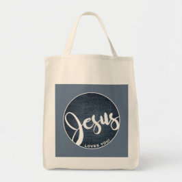 Jesus Kärlek You Blue Denim Tote Bag Tygkasse