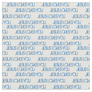 Jesus Kärlek You Blue Grunge Font White Tyg